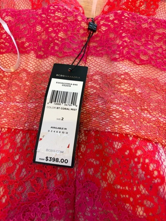 NEW BCBGMaxAzria Red Lace High-Low Tulle Skirt - Picture 11 of 12